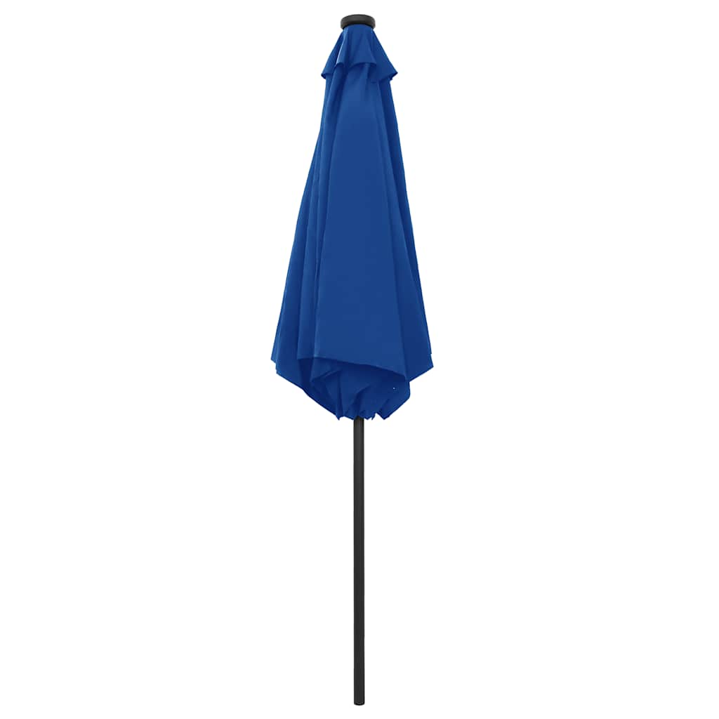 Guarda-sol jardim c/ luzes LED/poste alumínio 270 cm azul-ciano