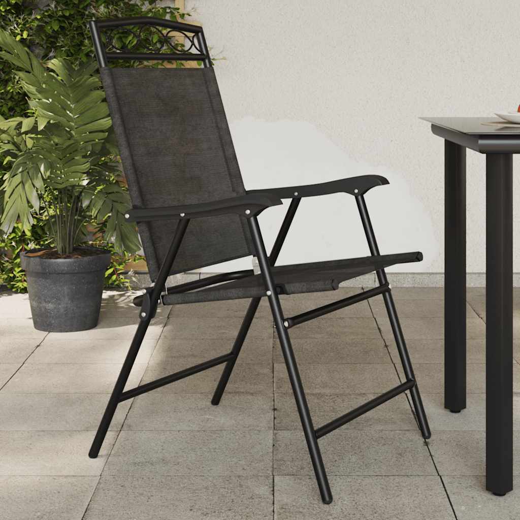 Cadeiras de jardim dobráveis 8 pcs aço/textilene cinza mesclado