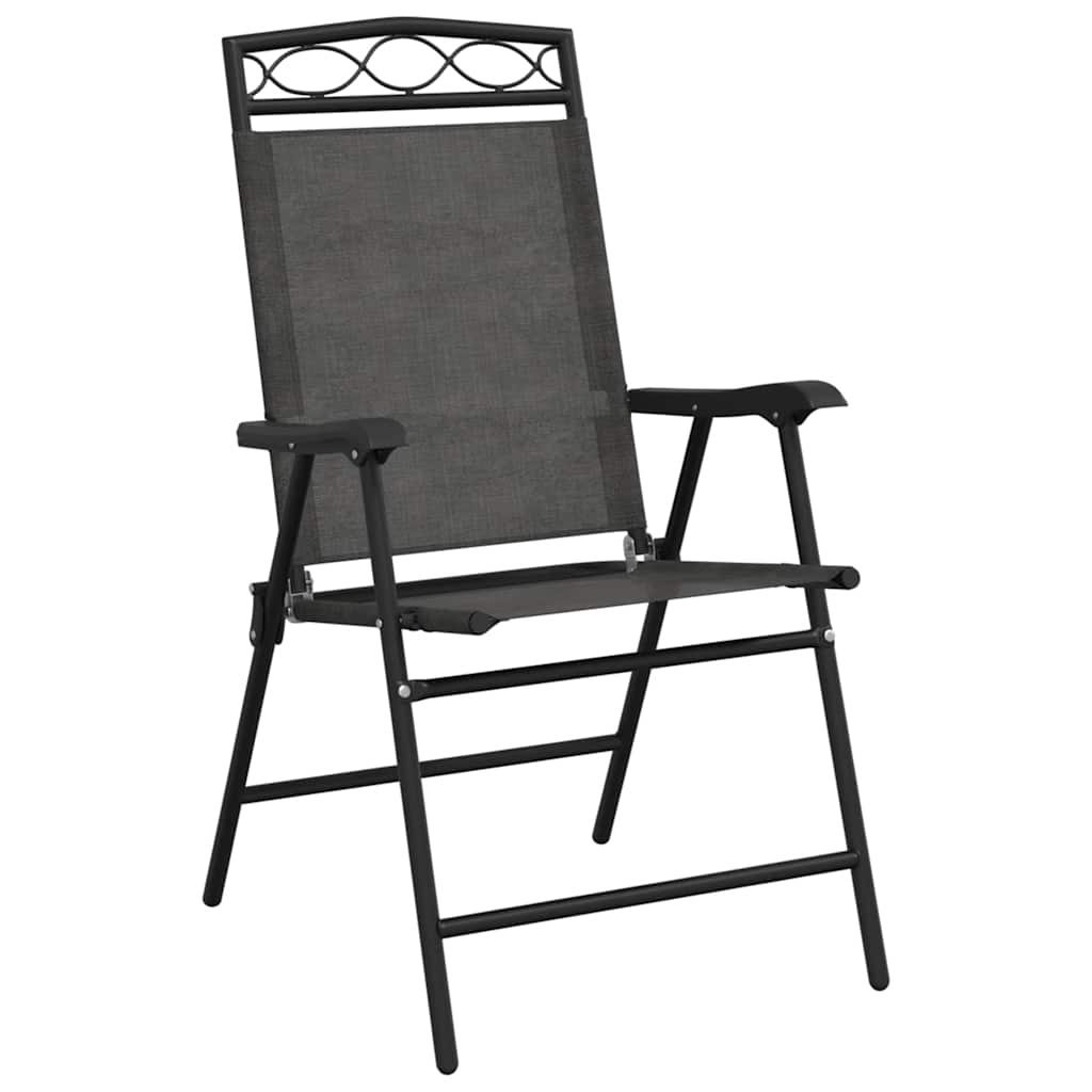 Cadeiras de jardim dobráveis 8 pcs aço/textilene cinza mesclado