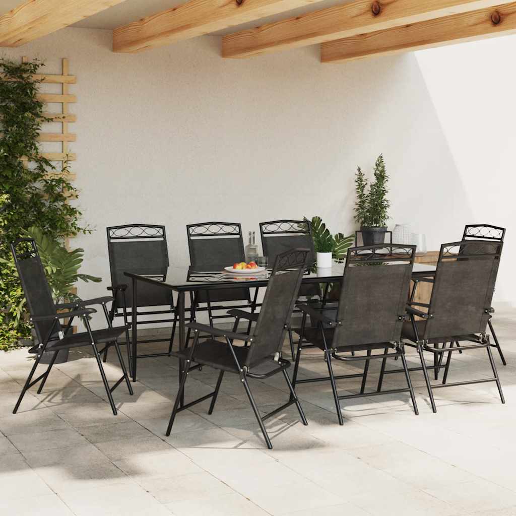 Cadeiras de jardim dobráveis 8 pcs aço/textilene cinza mesclado