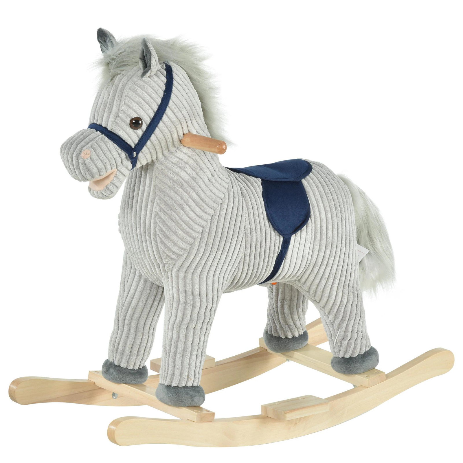 Baloiço Infantil de Cavalo para Crianças acima de 3 Anos Baloiço de Pelúcia com Sons de Relinchos e Galopes e Base de Madeira 73