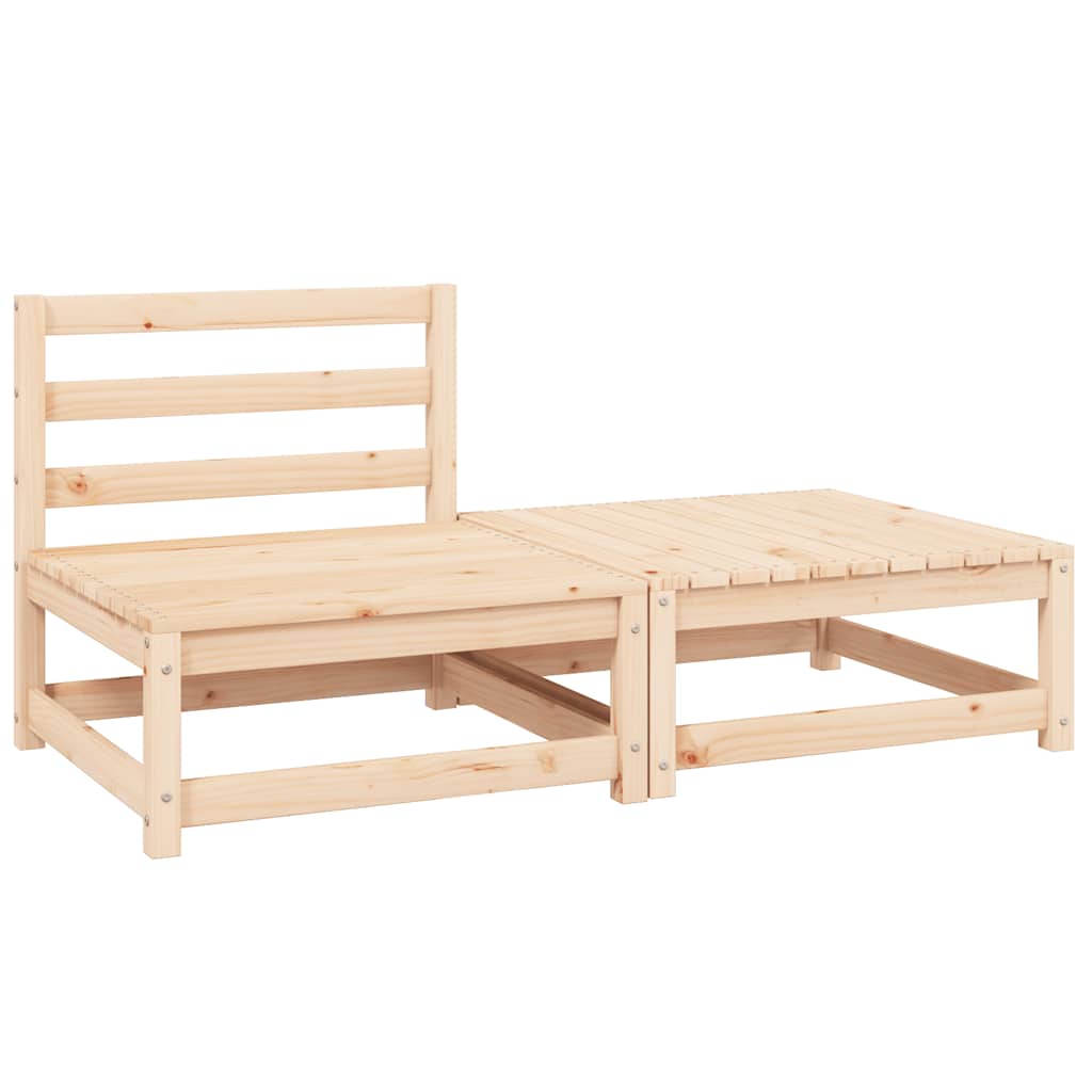 2 Pcs conjunto lounge de jardim com almofadões pinho maciço
