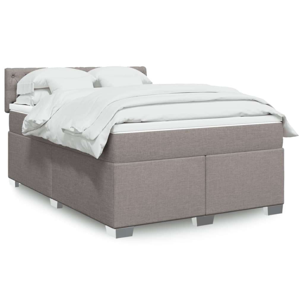 Cama com molas/colchão 140x190 cm tecido castanho-acinzentado