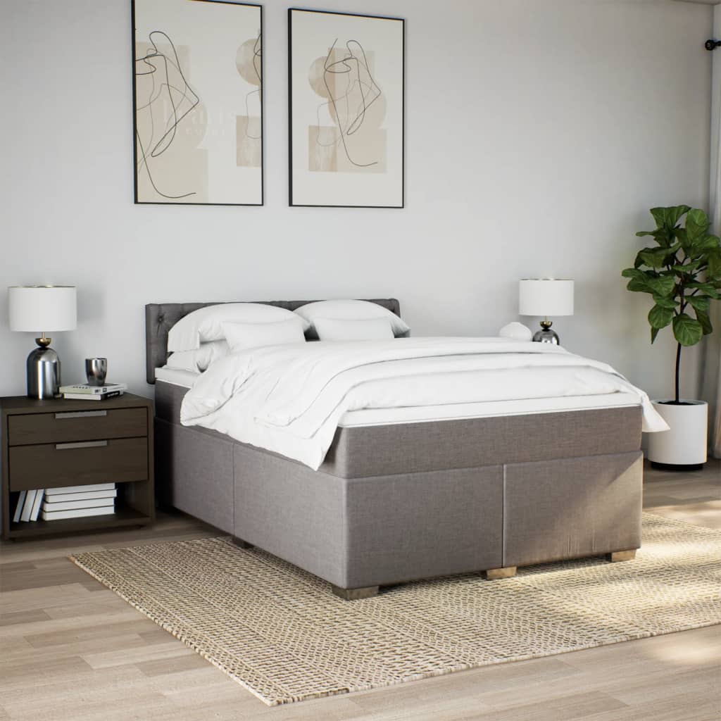 Cama com molas/colchão 140x190 cm tecido castanho-acinzentado