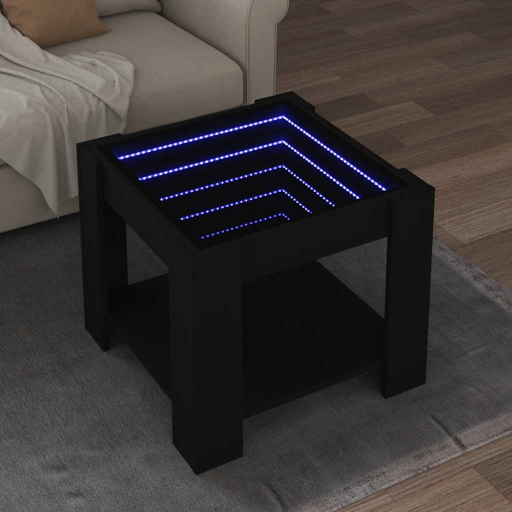 Mesa de centro c/ leds 53x53x45 cm derivados de madeira preto