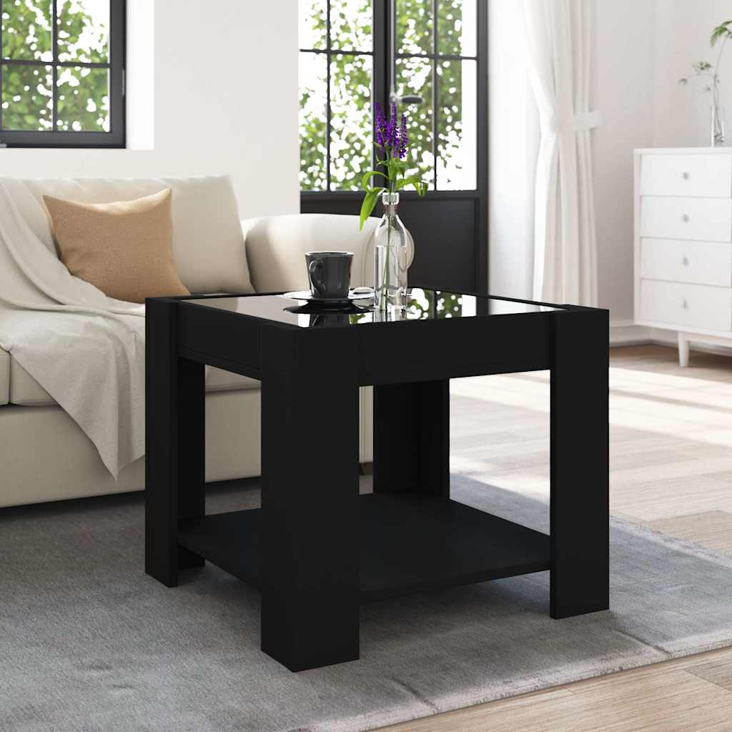 Mesa de centro c/ leds 53x53x45 cm derivados de madeira preto