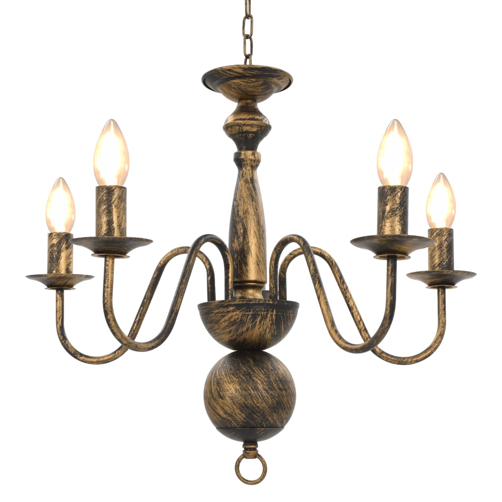 Lustre antigo de 5 lâmpadas e14 preto