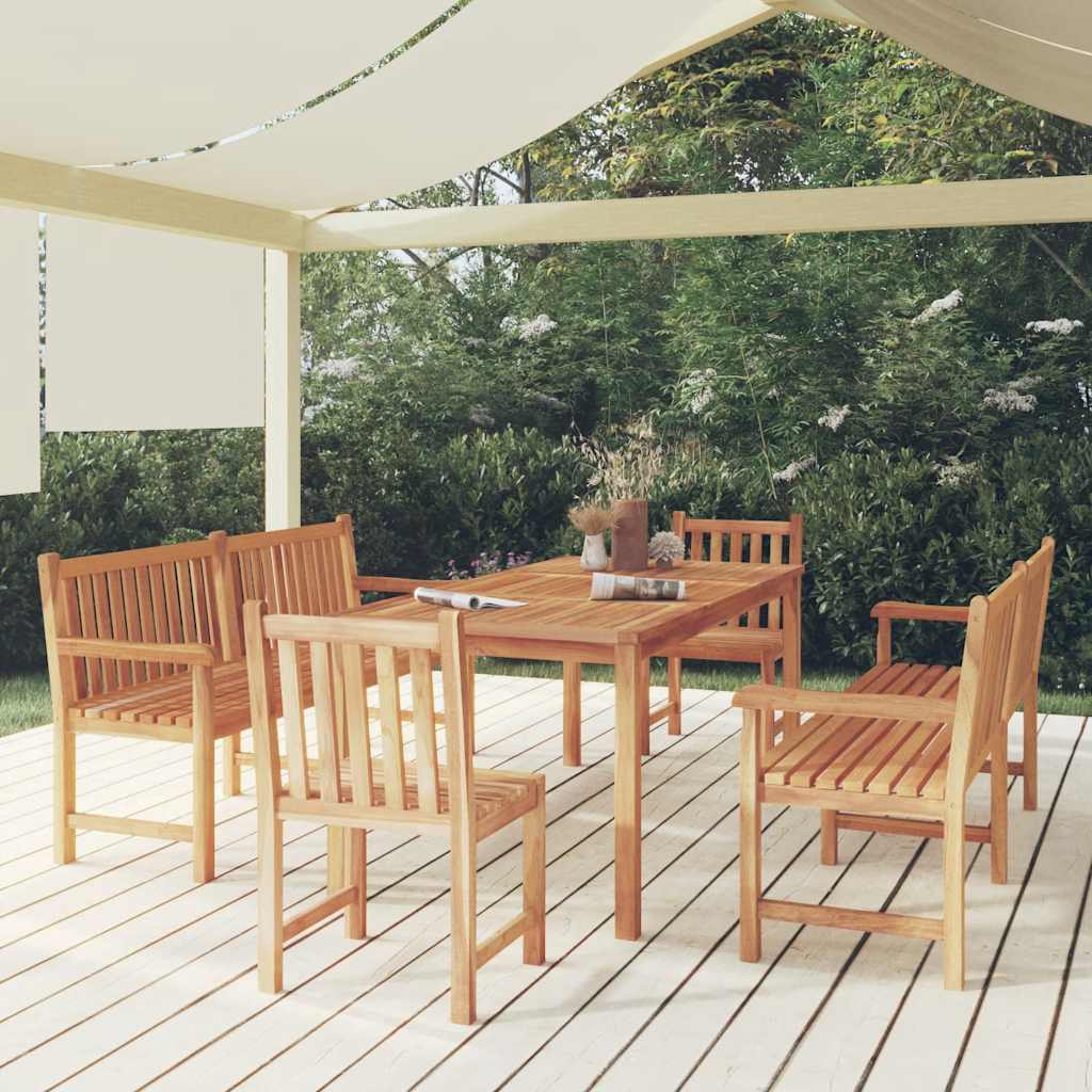 5 Pcs conjunto de jantar p/ jardim madeira de teca maciça