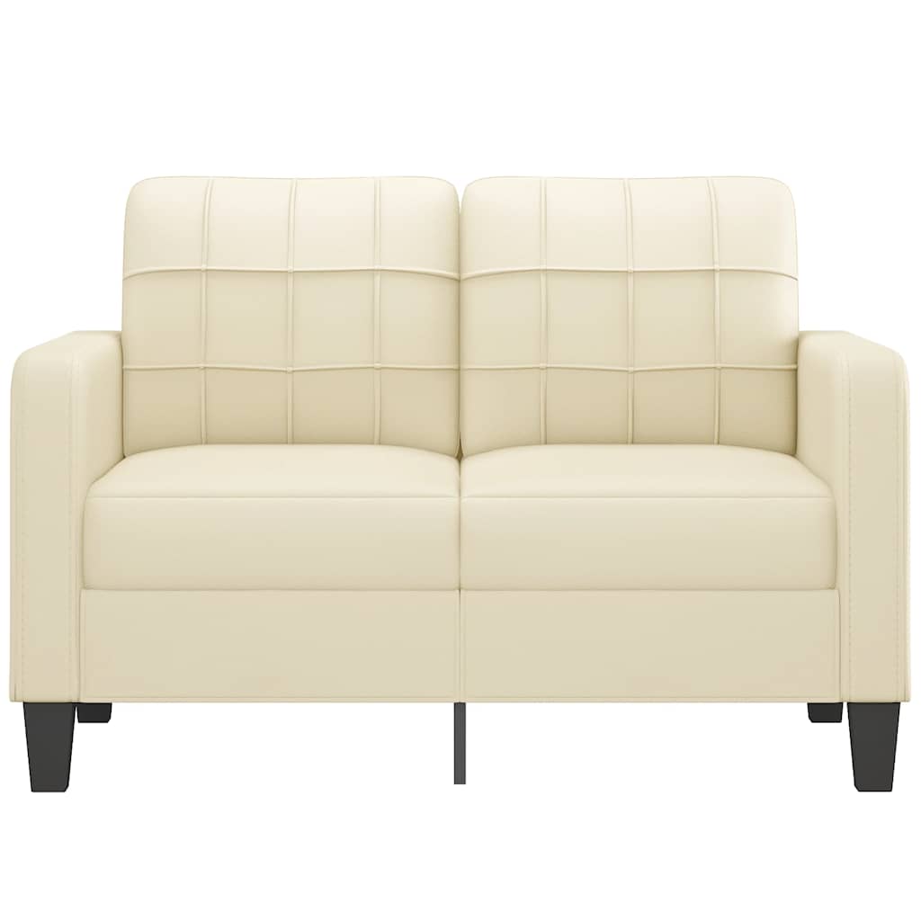 Sofá de 2 lugares 120 cm couro artificial cor creme