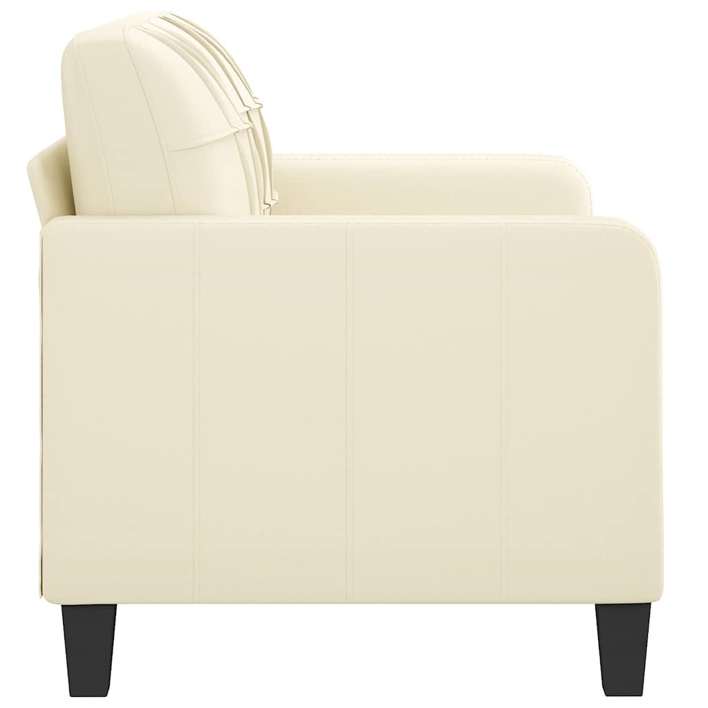 Sofá de 2 lugares 120 cm couro artificial cor creme