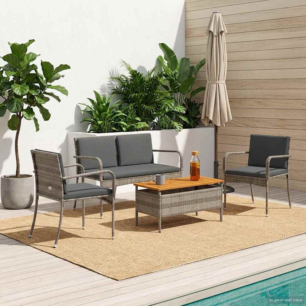 Conjunto para jardim cinzento vime PE
