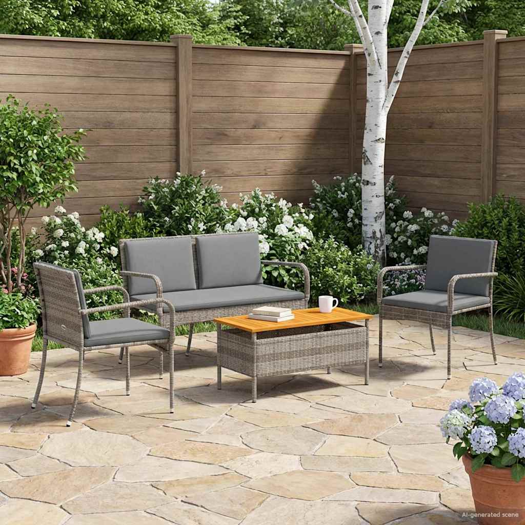 Conjunto para jardim cinzento vime PE