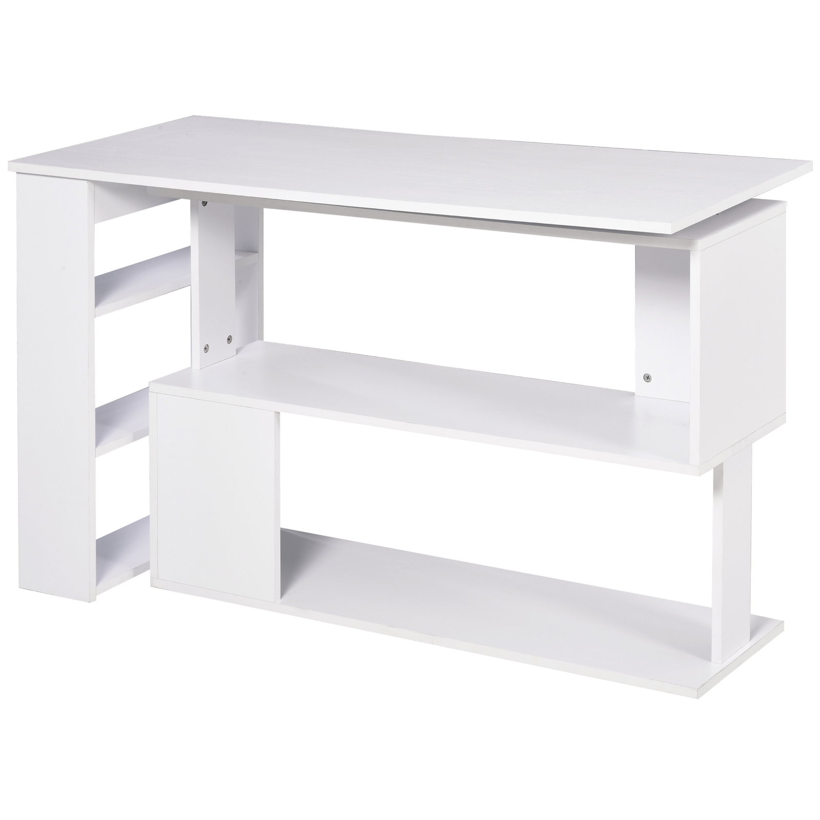 Secretária com estantes mesa de escritório 5 prateleiras 120x110x74cm branco