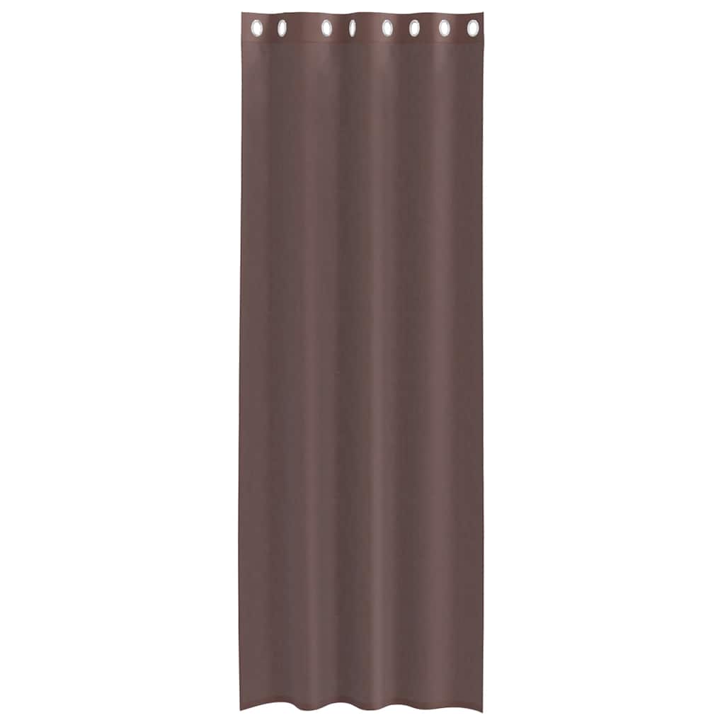 Cortinas de voile com ilhós 2 pcs castanho 140x260 cm