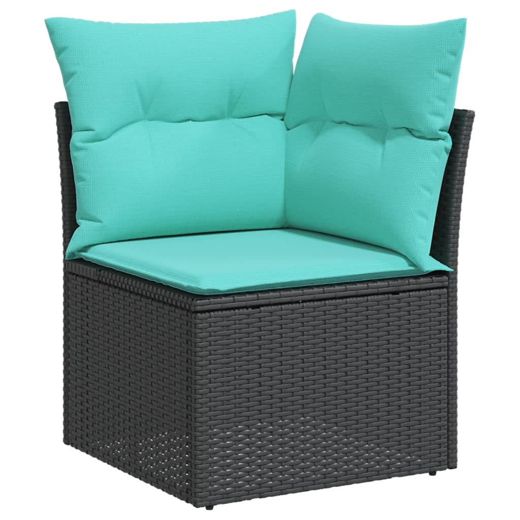 5 Pcs conjunto de sofás p/ jardim c/ almofadões vime PE preto