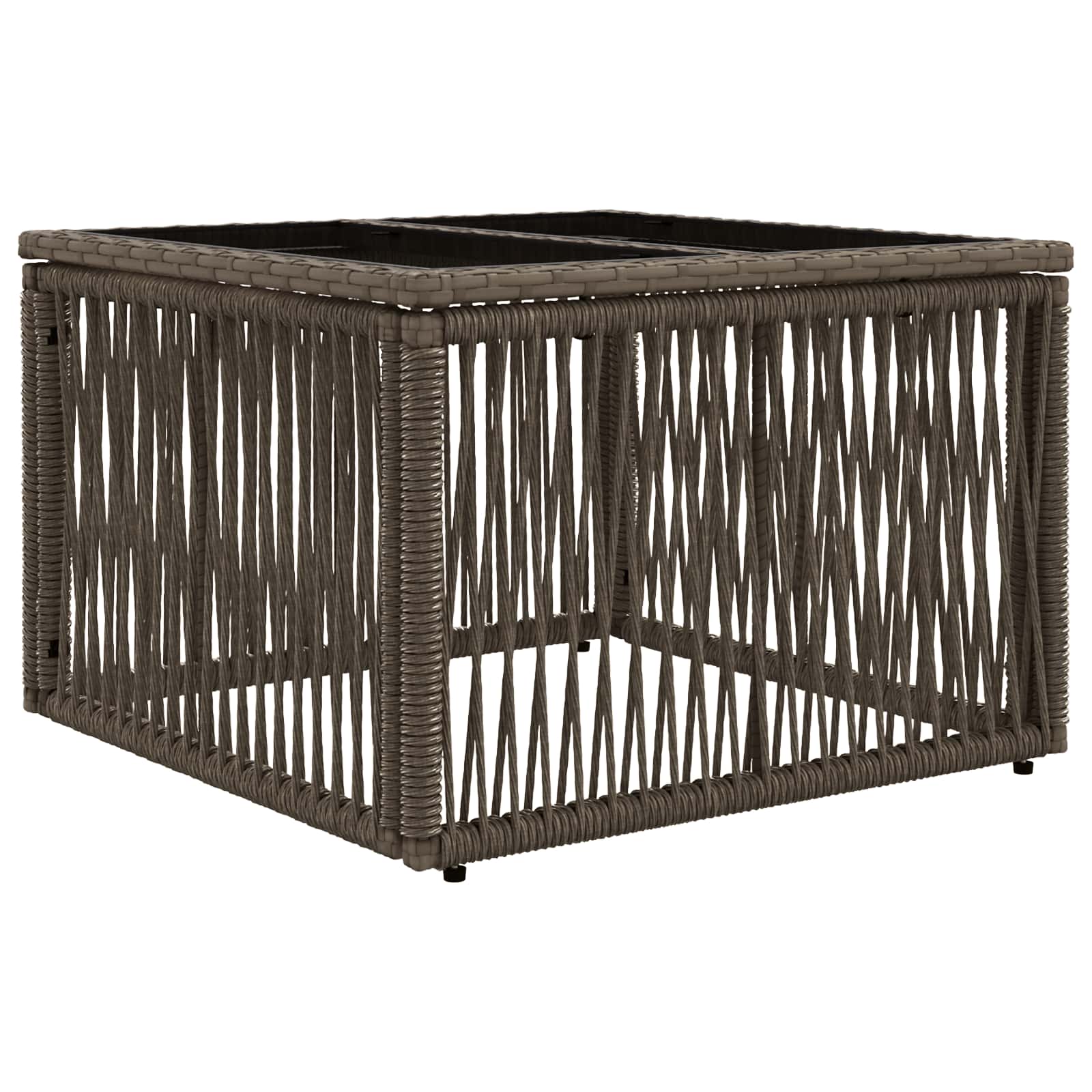 Mesa de jardim cinza e preto 55 x 55 x 37 cm rattan PE e vidro