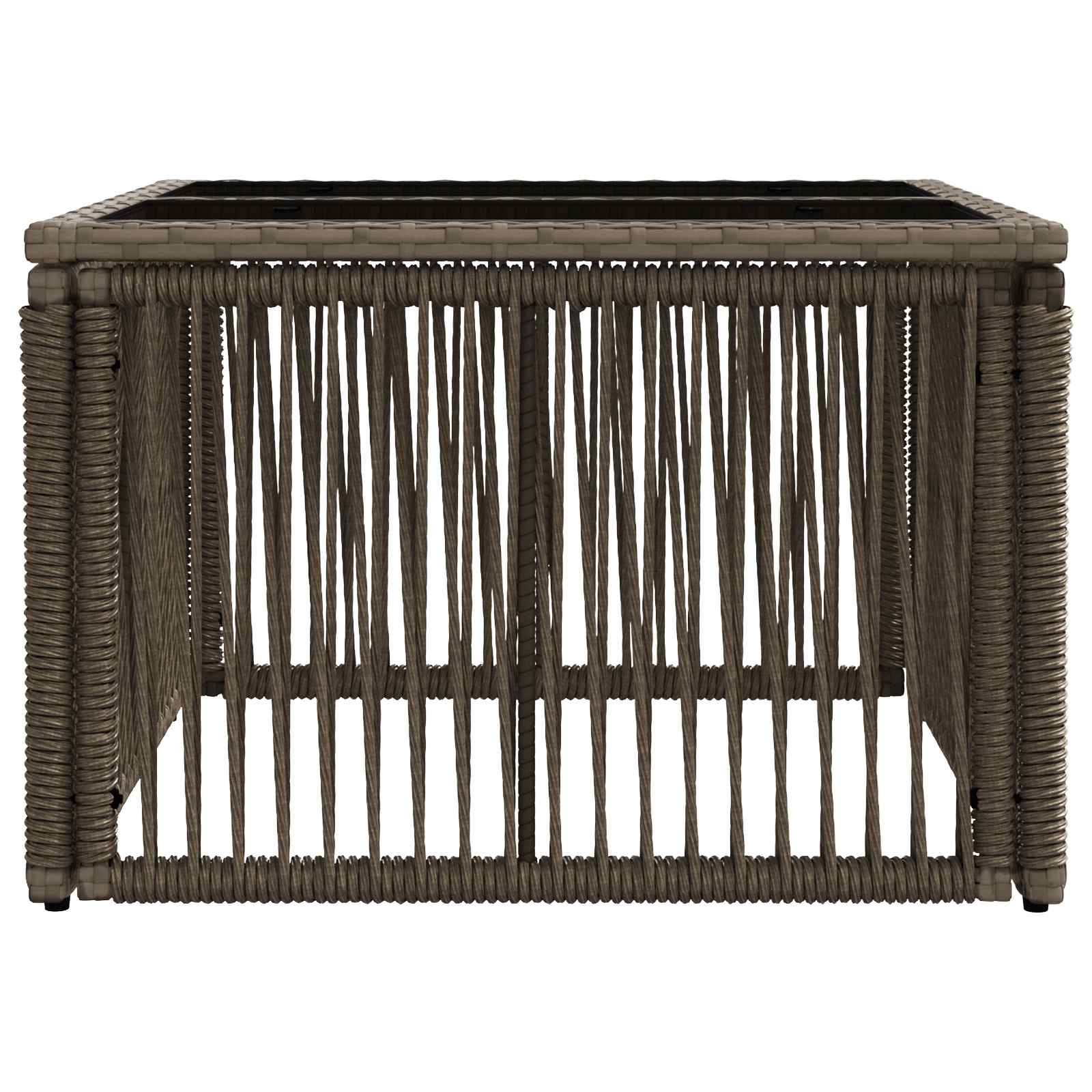Mesa de jardim cinza e preto 55 x 55 x 37 cm rattan PE e vidro