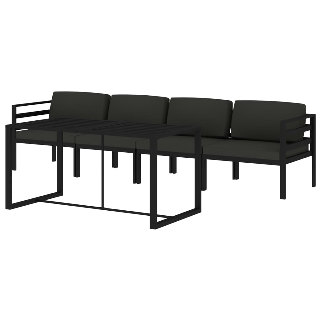 5 Pcs conjunto lounge jardim com almofadões alumínio antracite