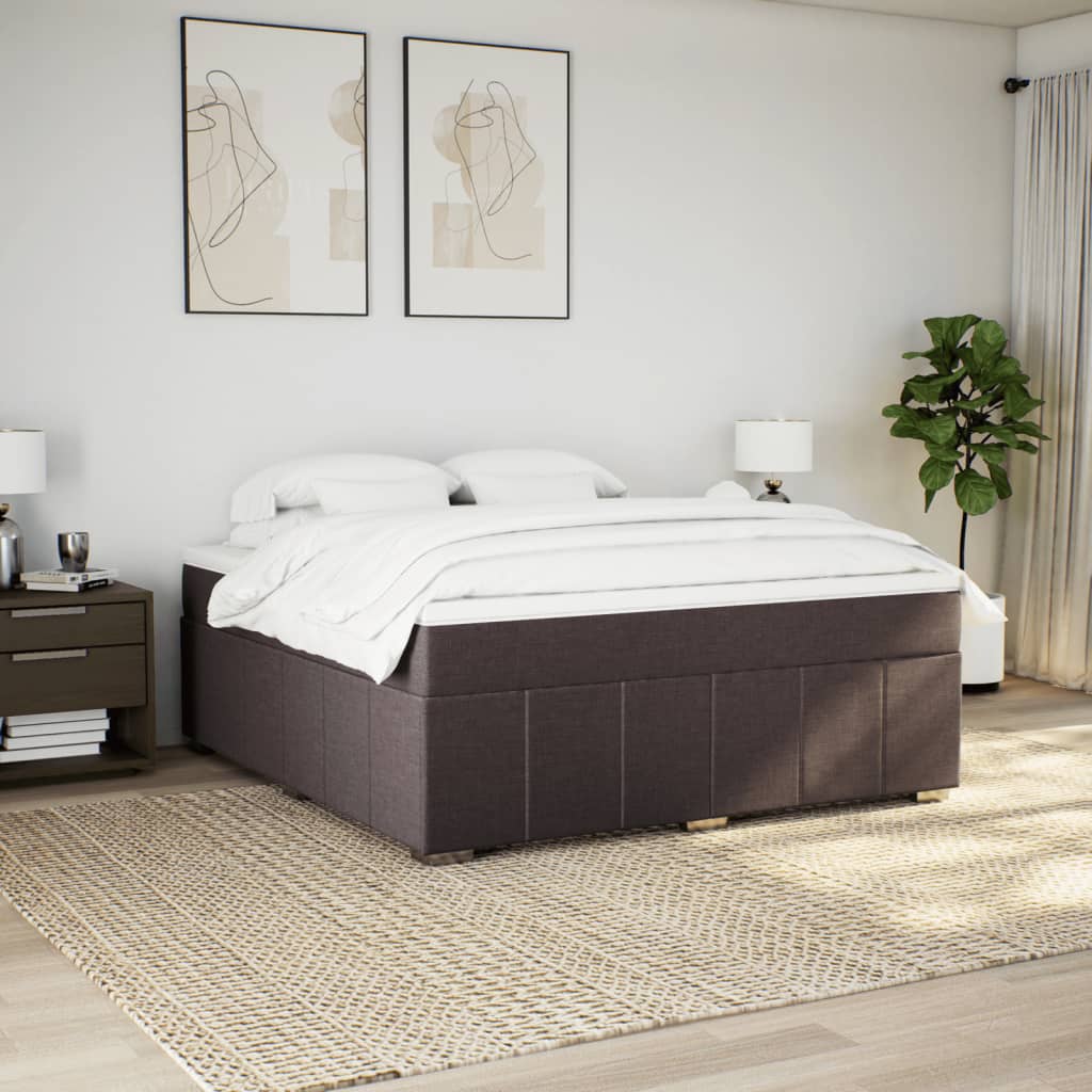 Cama com molas/colchão 180x200 cm tecido castanho-escuro