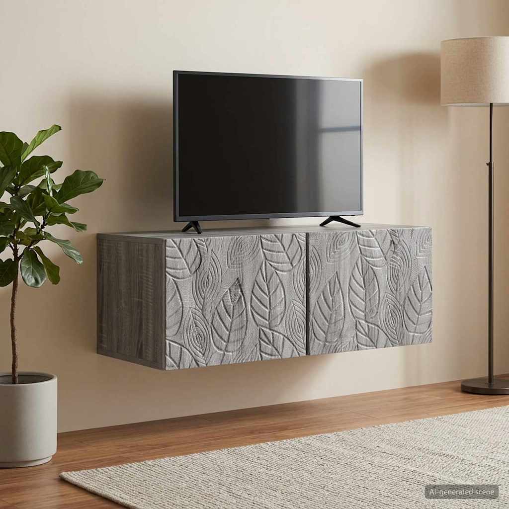 Gabinete de TV de parede 98 x 31 cm sonoma cinzento