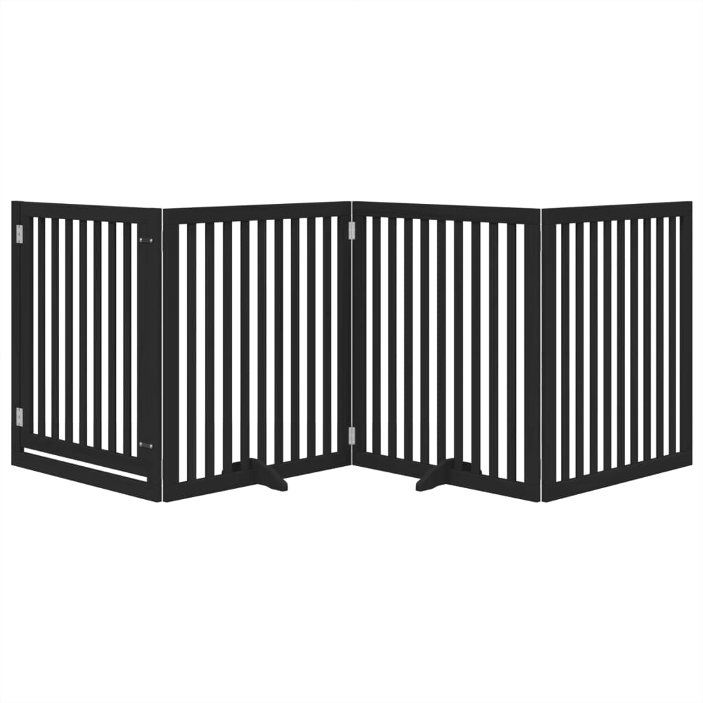 Portão p/ cães com porta dobrável 4 painéis 320 cm álamo preto