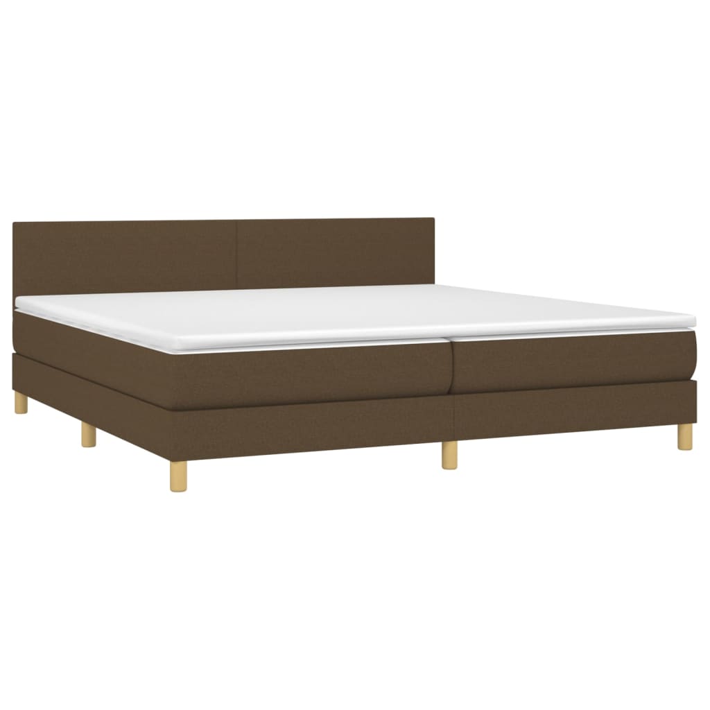 Cama com molas/colchão 200x200 cm tecido castanho-escuro