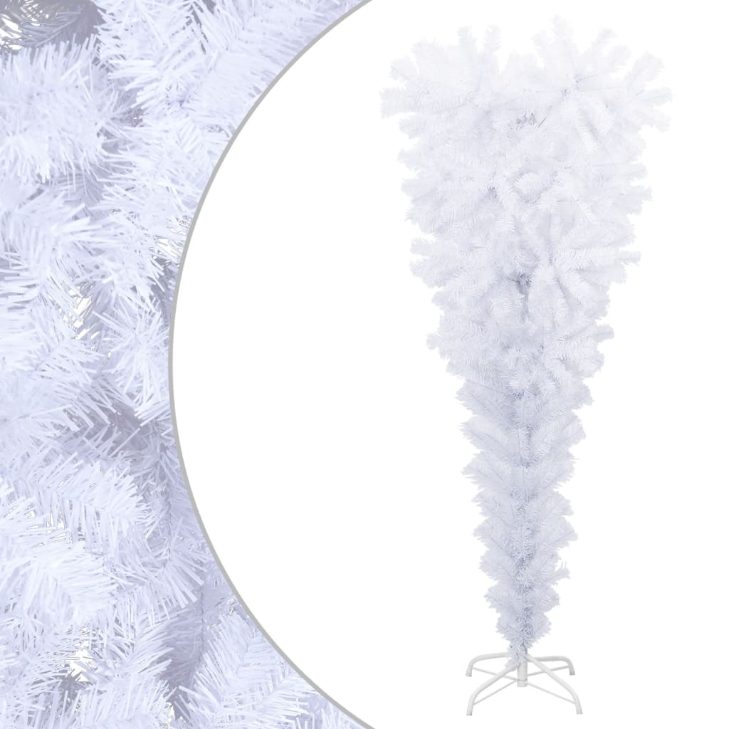 Árvore de natal artificial invertida com suporte 120 cm branco