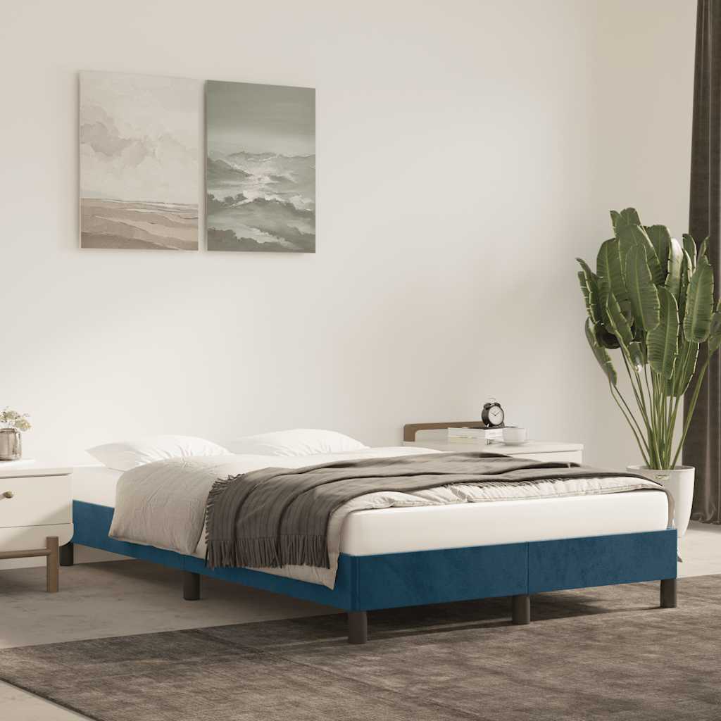 Estrutura de cama sem colchão 120x200 cm veludo azul
