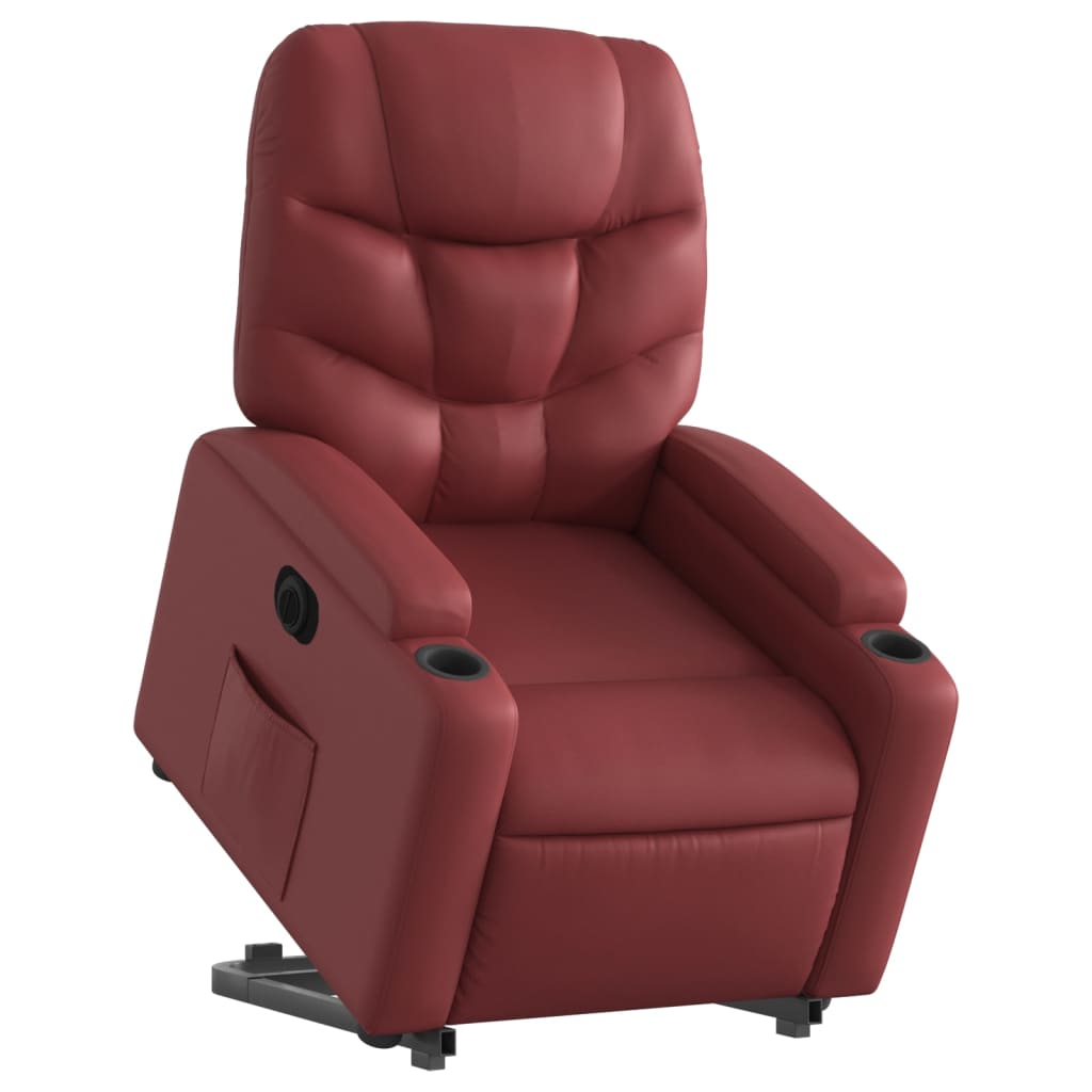 Poltrona reclin. elevatória elétrica couro artif vermelho-tinto