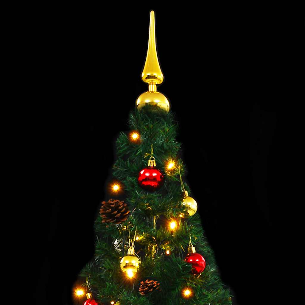 Árvore de natal artificial pré-iluminada + enfeites 210cm verde