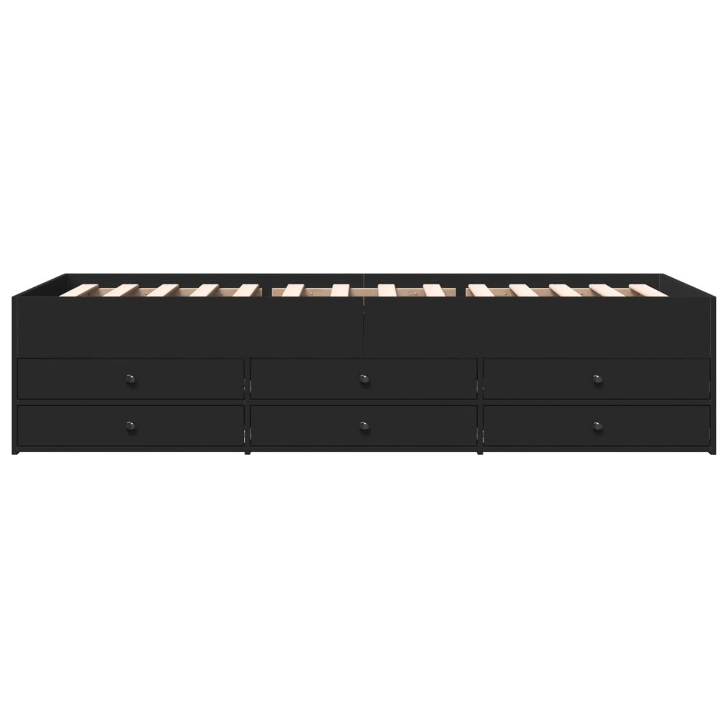 Sofá-cama com gavetas sem colchão 100x200 cm preto