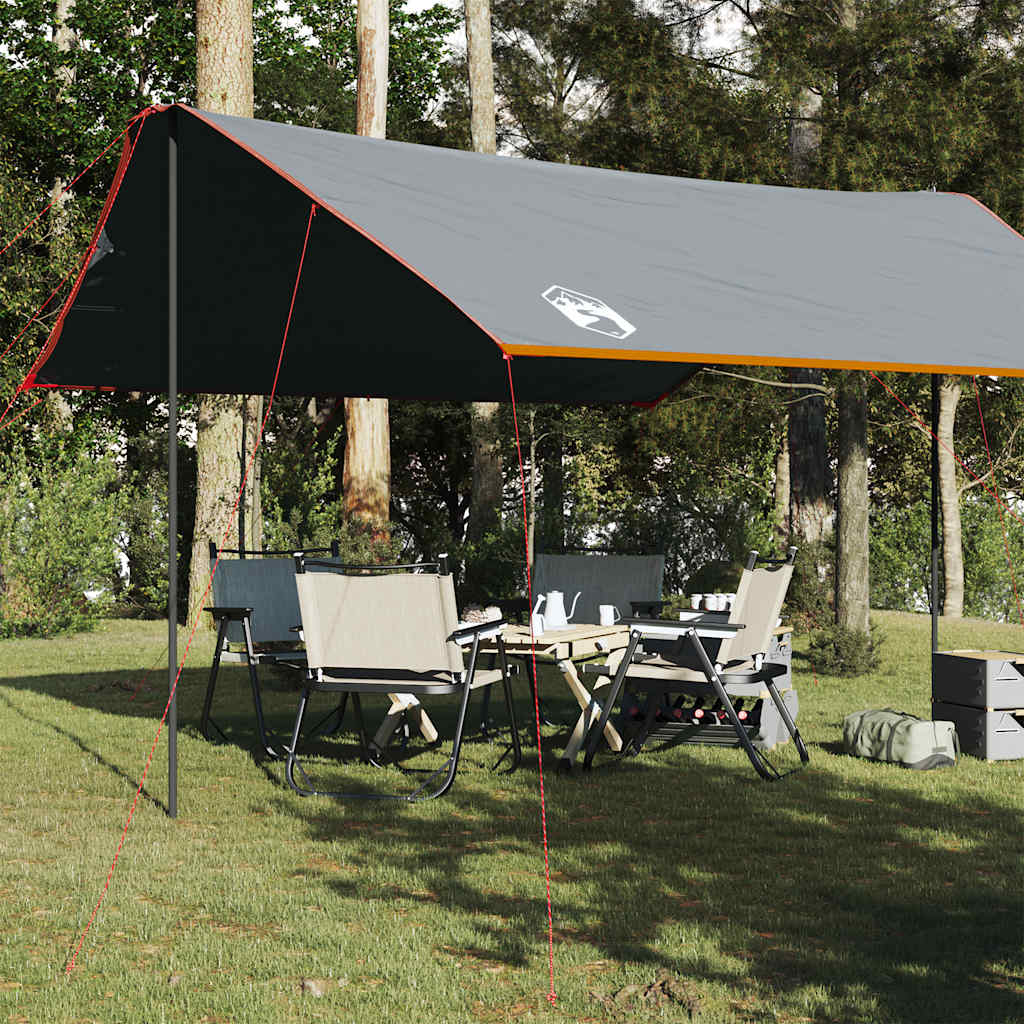 Lona de campismo 460x305x210 cm impermeável cinza e laranja