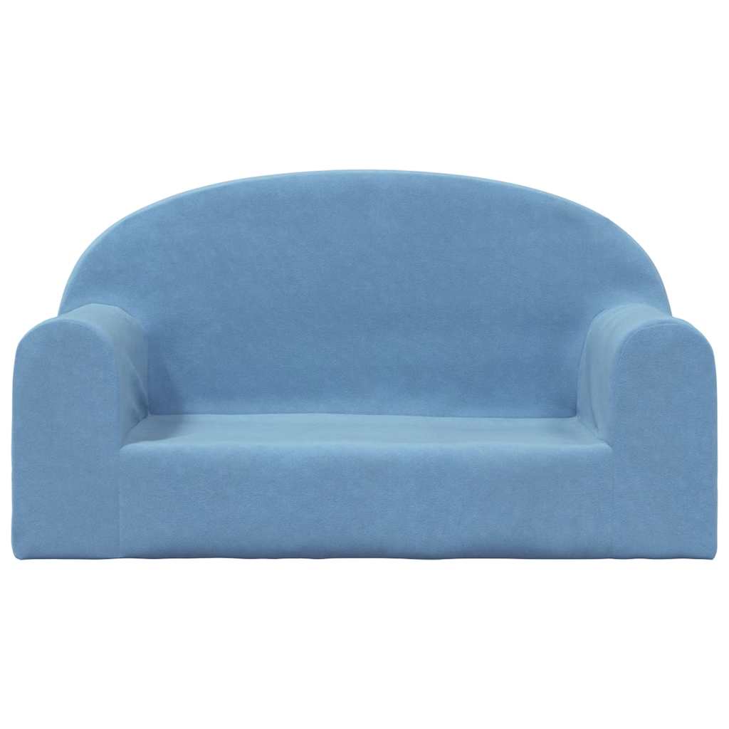 Sofá infantil de 2 lugares pelúcia macia azul