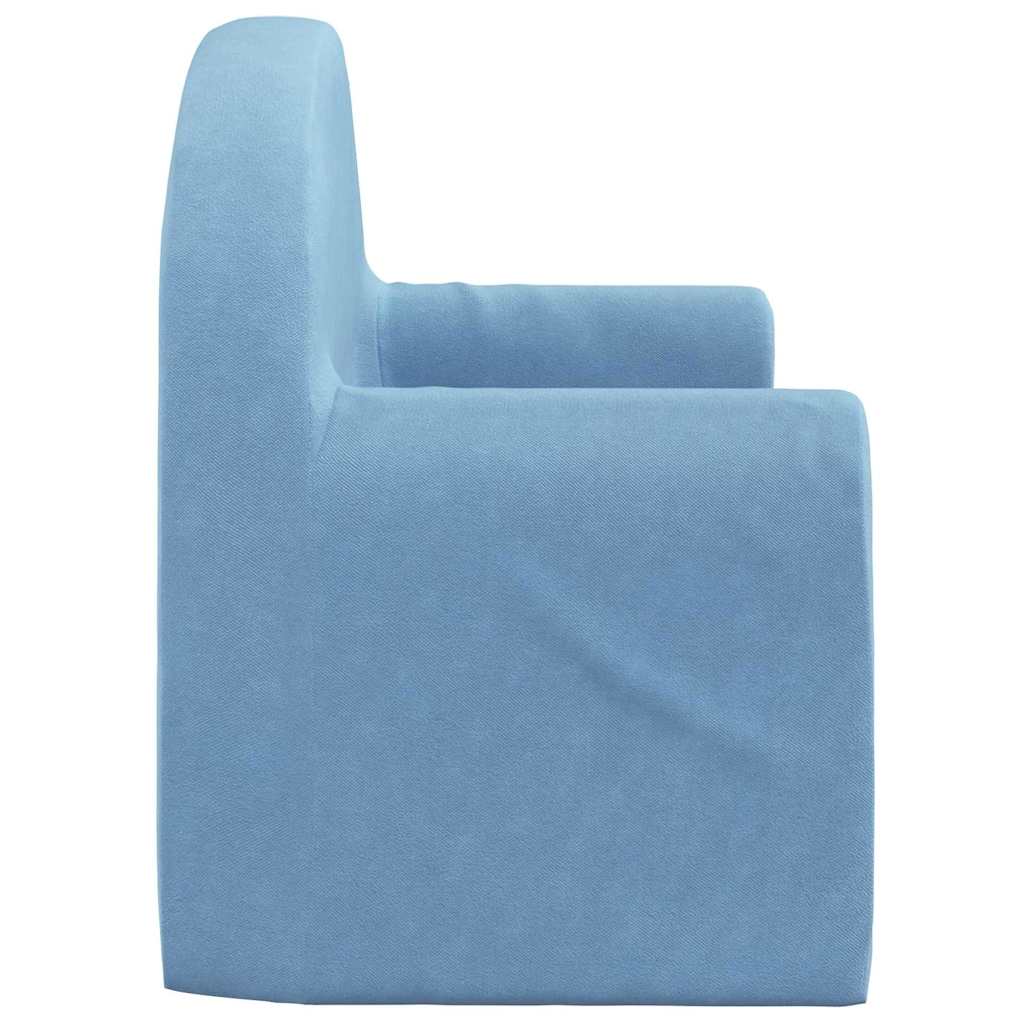 Sofá infantil de 2 lugares pelúcia macia azul