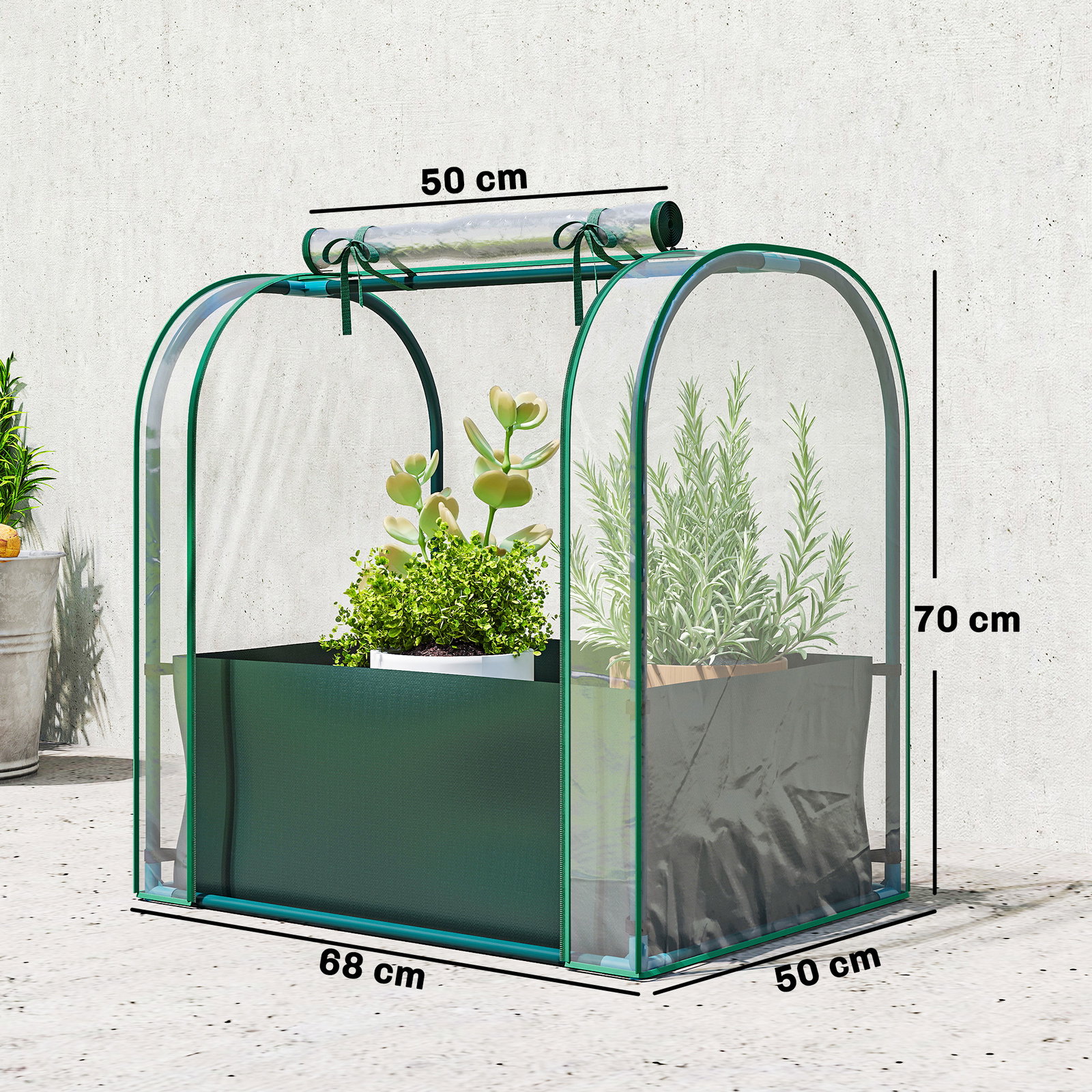 Mini estufa com bolsa de plantação estufa pequena portátil para interior e exterior 68x50x70 cm verde