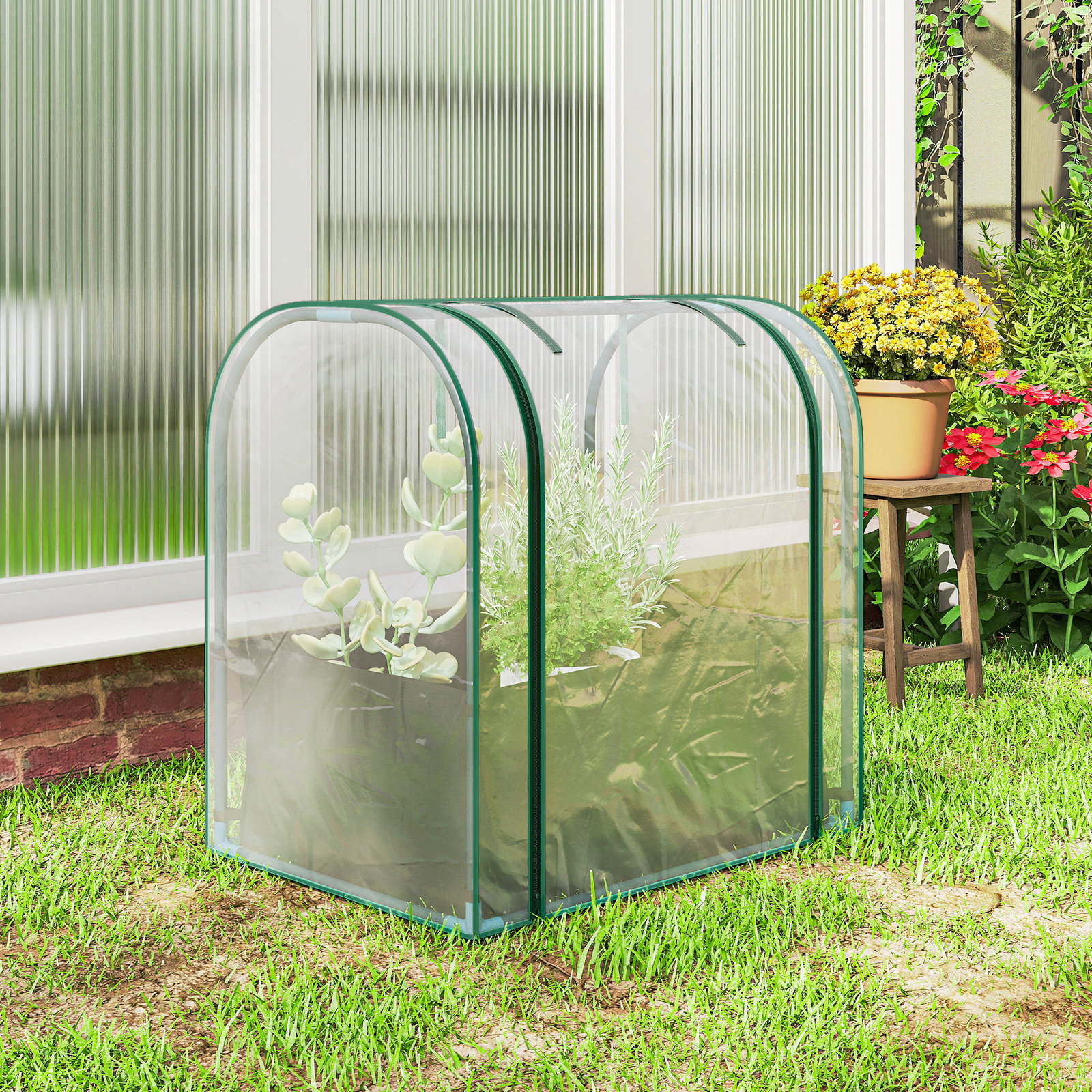 Mini estufa com bolsa de plantação estufa pequena portátil para interior e exterior 68x50x70 cm verde