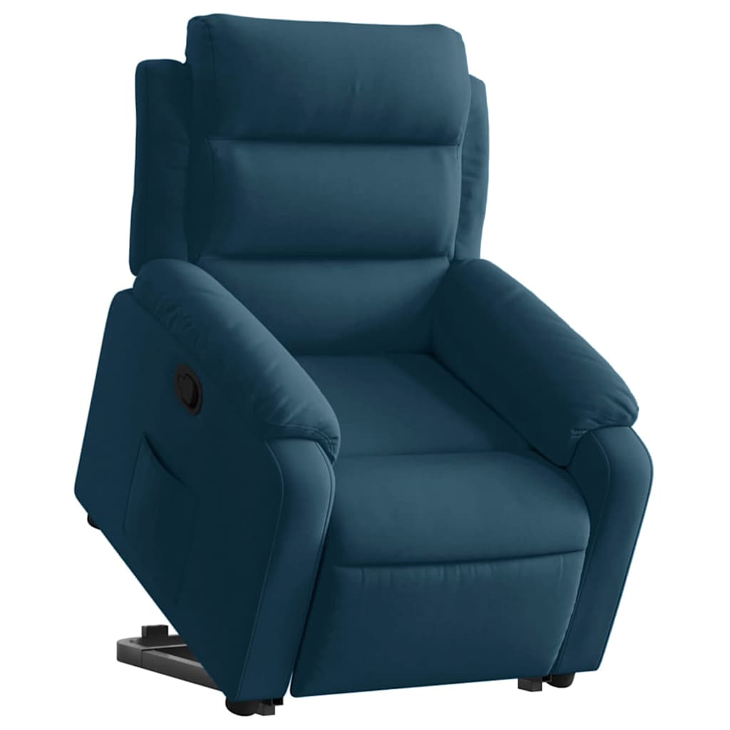 Poltrona reclinável elevatória veludo azul