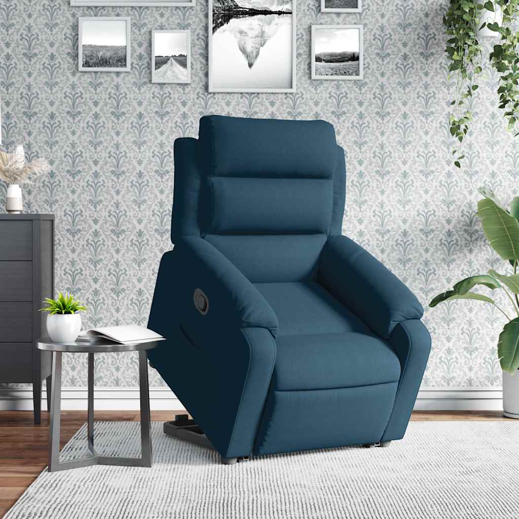 Poltrona reclinável elevatória veludo azul