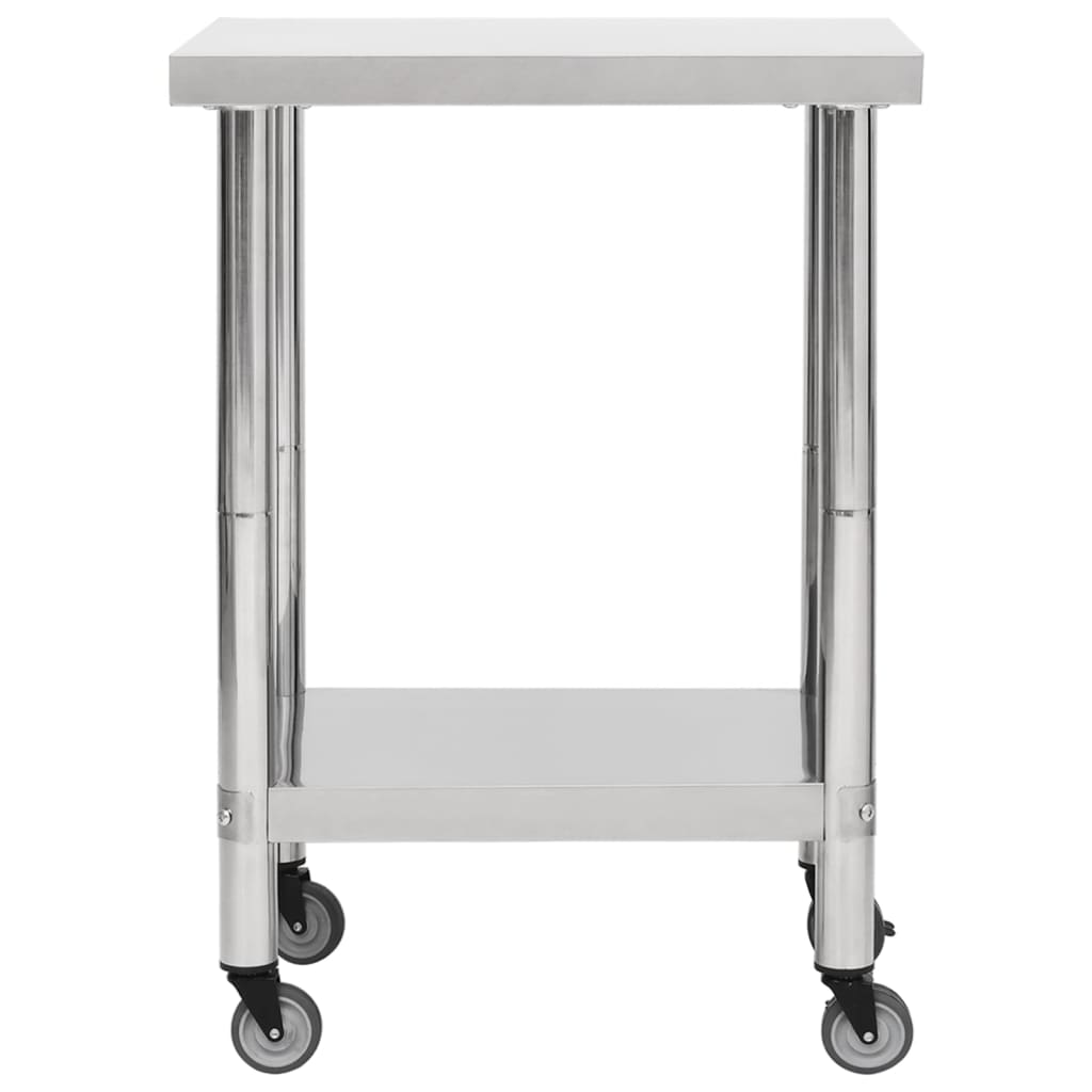 Mesa de trabalho de cozinha c/ rodas 60x30x85 cm aço inoxidável