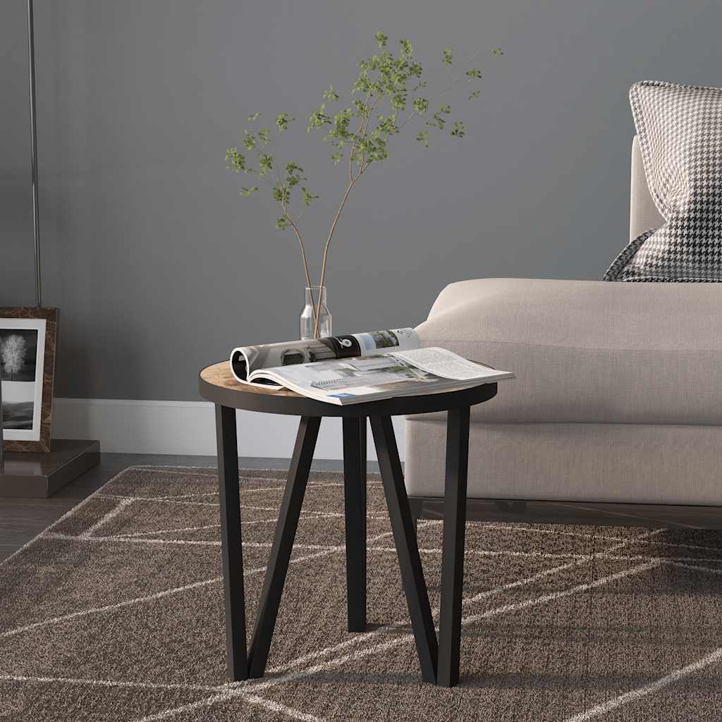 Mesa de centro ø35 cm MDF preto e amarelo