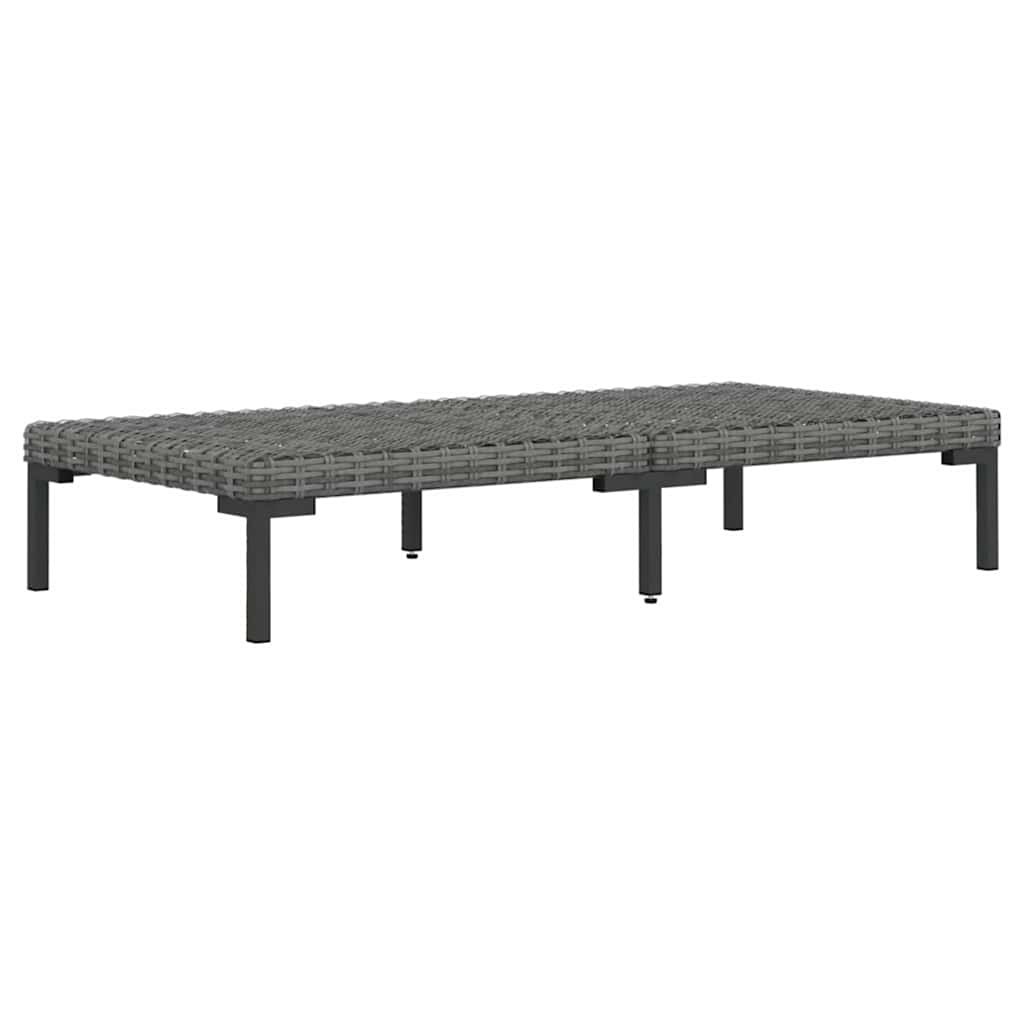 3 Pcs conj. lounge jardim vime PE semicircular cinzento-escuro