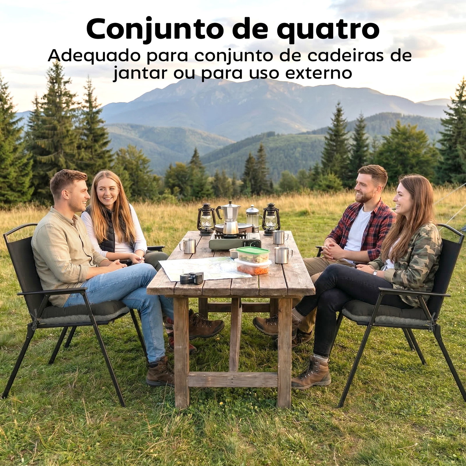 Conjunto de 4 almofadas para cadeiras de jardim com laços e base antiderrapante impermeáveis 39,5x39,5x10 cm cinzento escuro