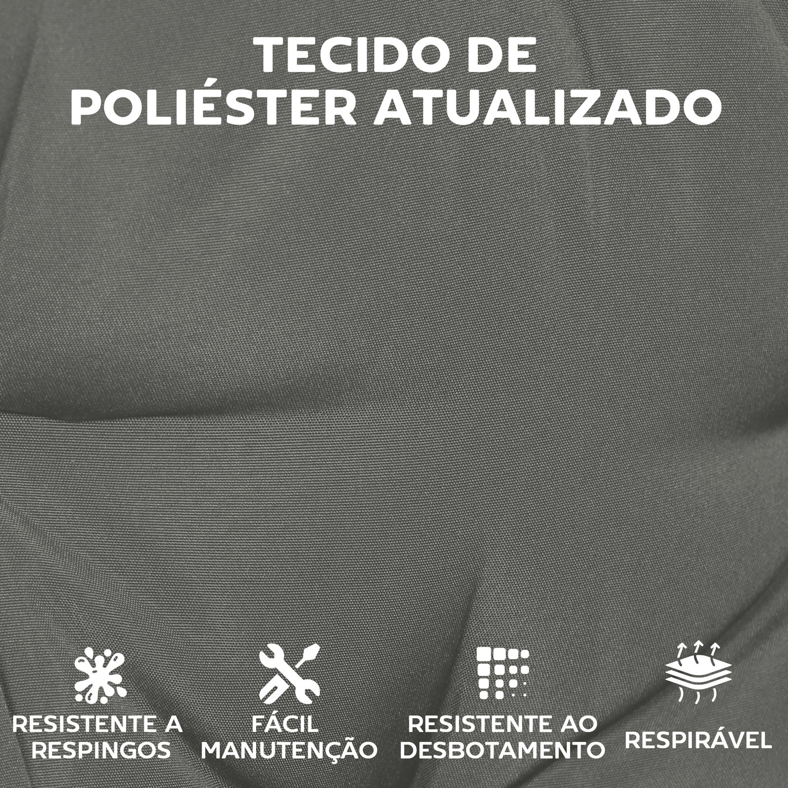 Conjunto de 4 almofadas para cadeiras de jardim com laços e base antiderrapante impermeáveis 39,5x39,5x10 cm cinzento escuro