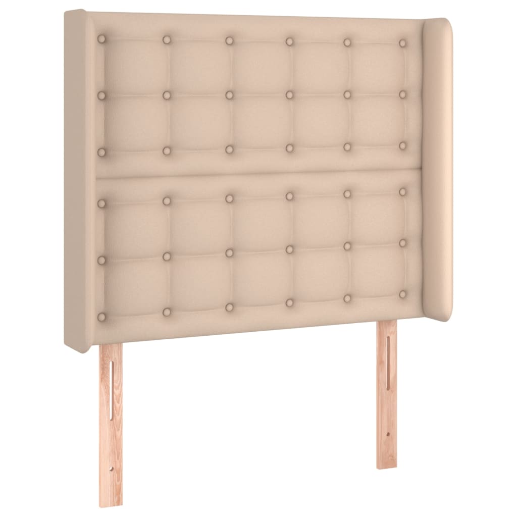Cabeceira cama c/ LED couro artif. 93x16x118/128 cm cappuccino
