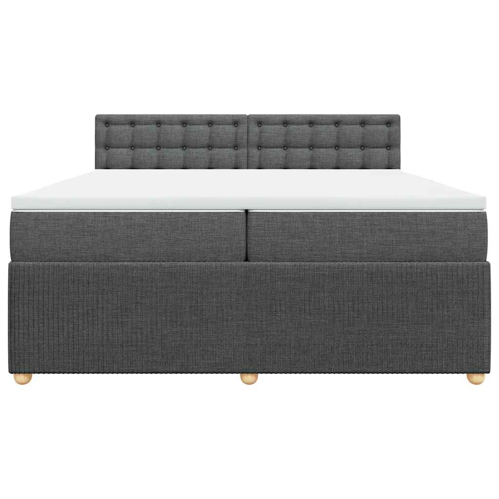 Cama com molas/colchão 200x200 cm tecido cinzento-escuro