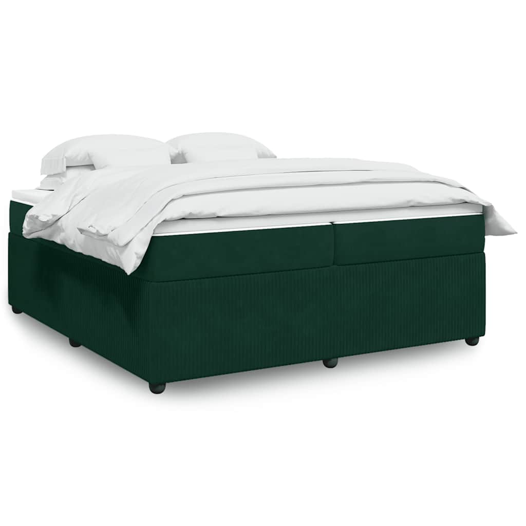 Cama com molas/colchão 200x200 cm veludo verde-escuro