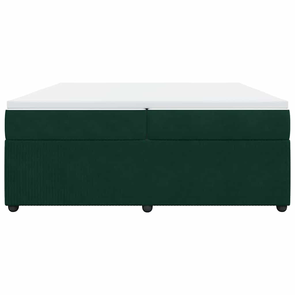 Cama com molas/colchão 200x200 cm veludo verde-escuro