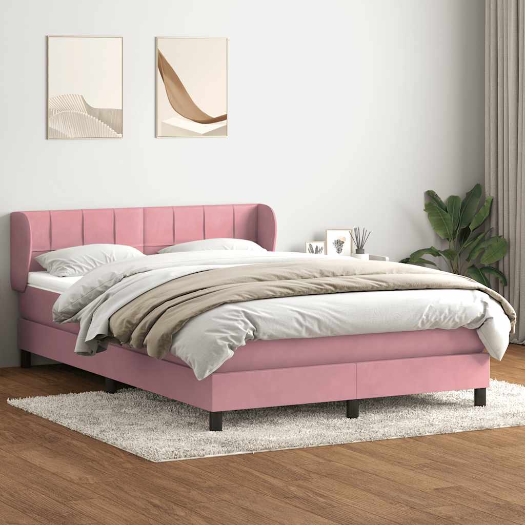 Cama com molas/colchão 140x220 cm veludo rosa
