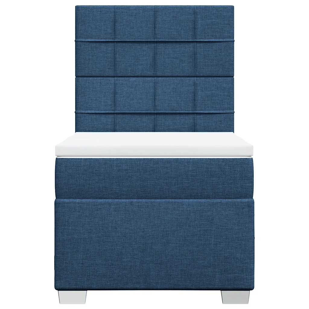 Cama com molas/colchão 90x200 cm tecido azul