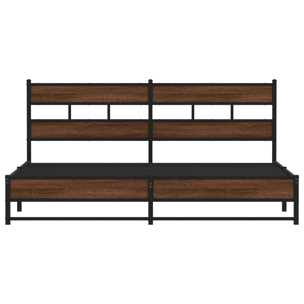 Estrutura cama sem colchão 193x203 cm metal carvalho castanho